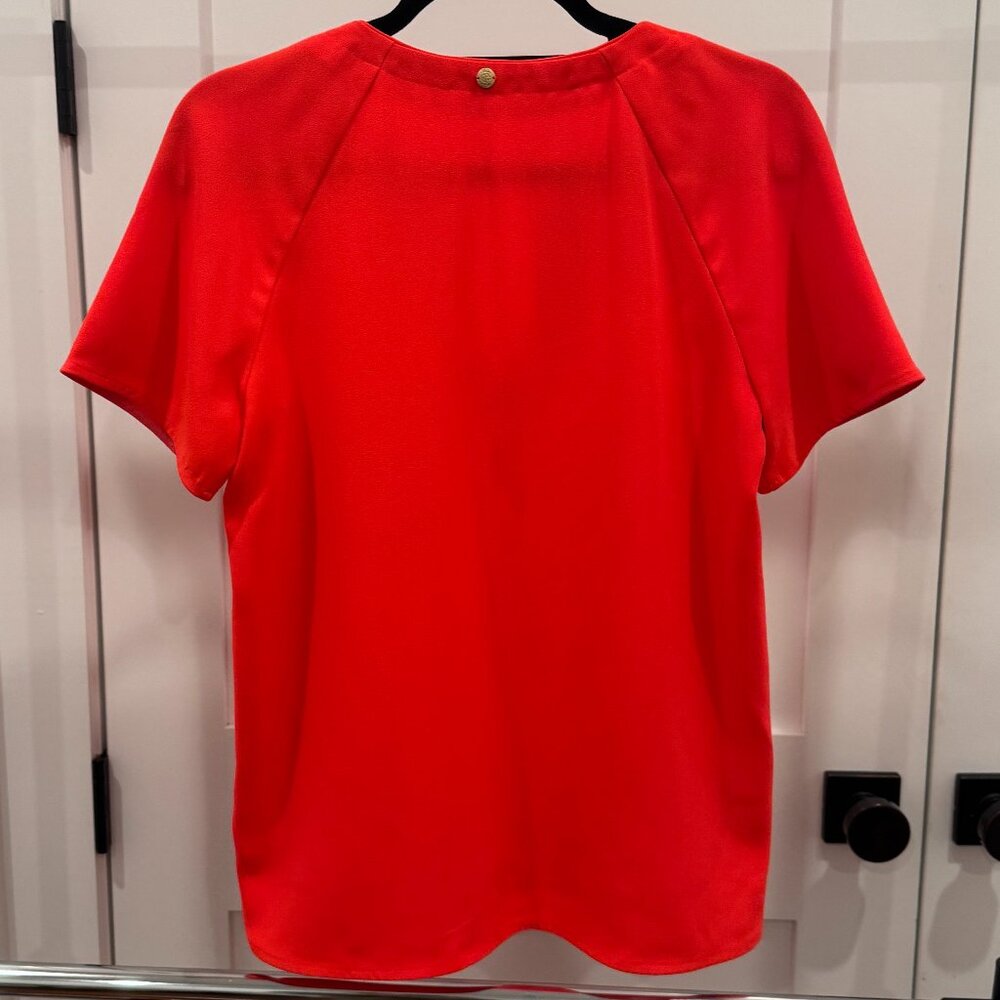 Trina Turk Neon Pink/Orange V-Neck Sleeve Blouse, Size S - Picture 3 of 4
